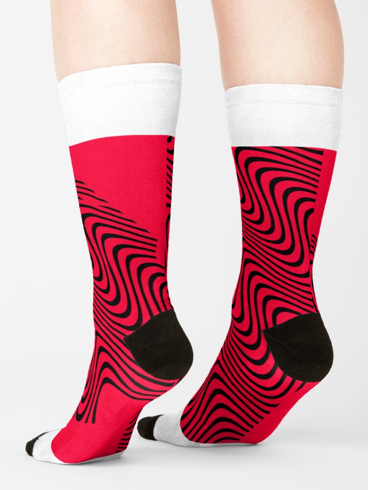 Red Wavey Pattern Sock Premium Merch Store | Pewdiepie Store